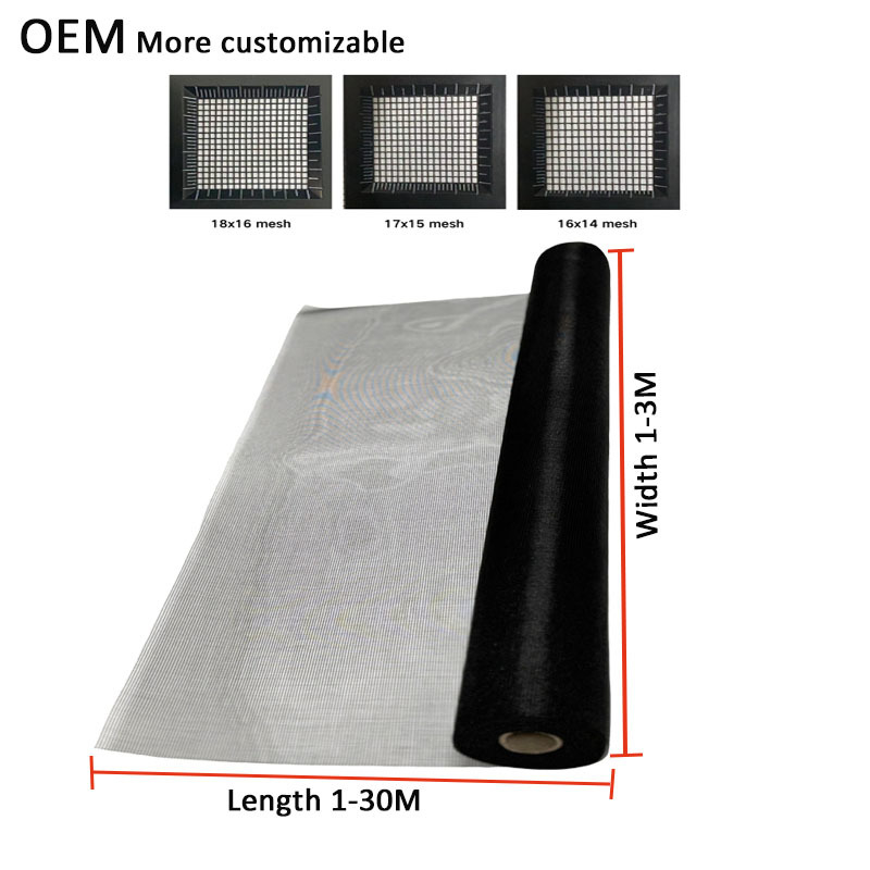 Malla de fibra de vidrio para mosquitos y protección contra el polvo de 0,25 mm de espesor de fábrica profesional, en anchos de 0,6 m a 3 m para una protección duradera
