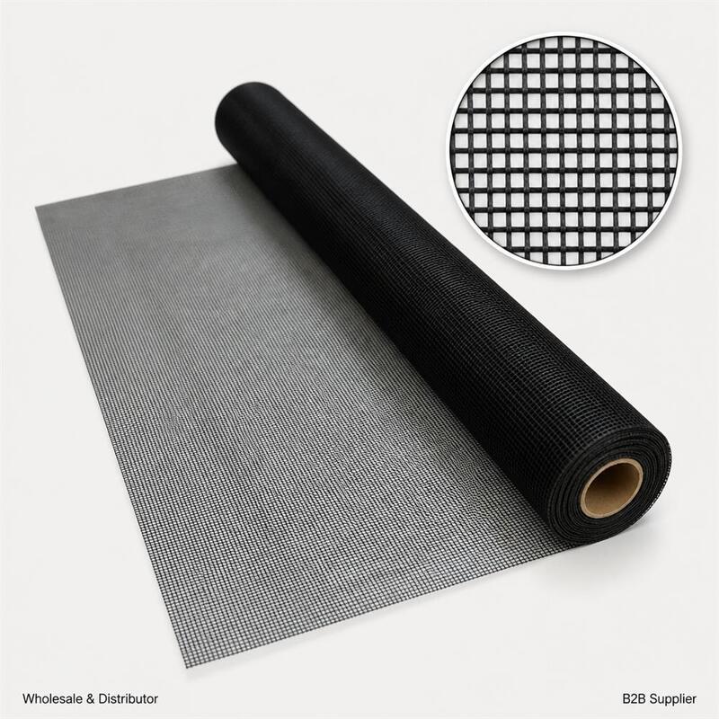 Tela para ventanas de alta resistencia de fibra de vidrio de color negro