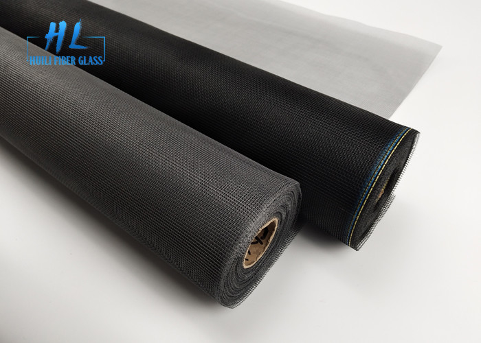 18*16 Rollo de pantalla de malla de fibra de vidrio de tejido plano - Negro/gris estándar - Cerrado con gancho - Opciones de color